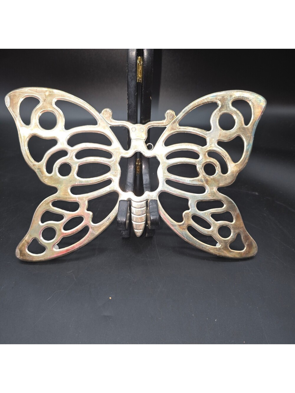 Vintage Leonard Silverplate Butterfly Trivet Made in Italy MCM Complete
